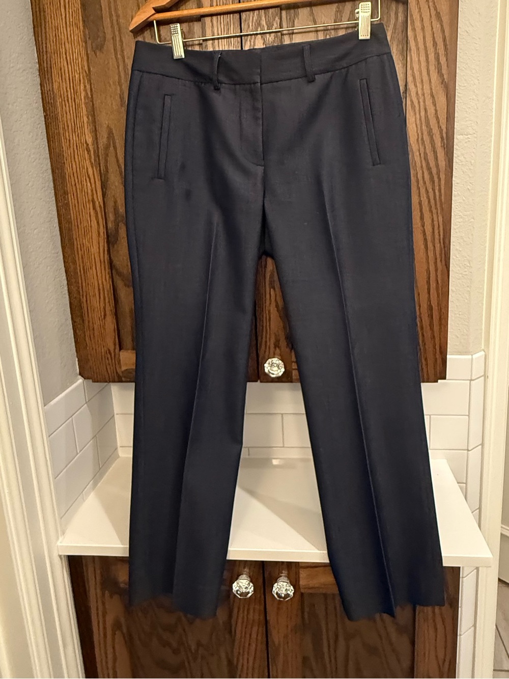 Antonio Melani Navy Blue Straight Leg Tailored Suit Pants